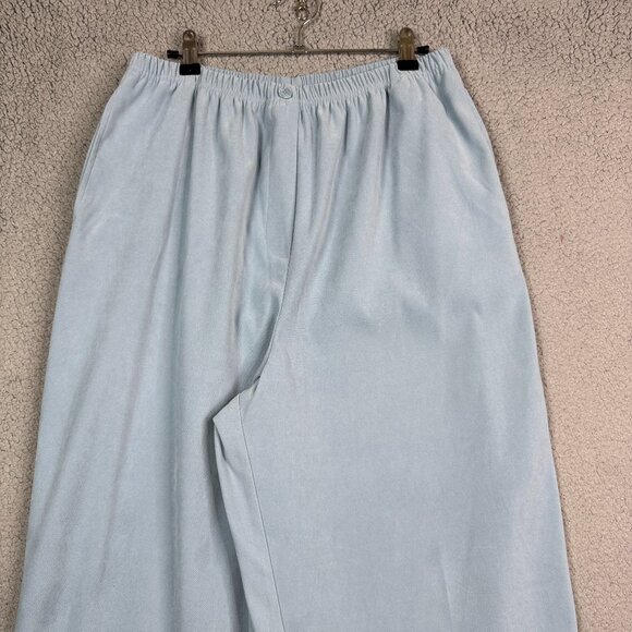 Vintage Pants Women Size 14 Light Sky Blue Straight Pull On Stretch Soft Twill - Picture 1 of 10